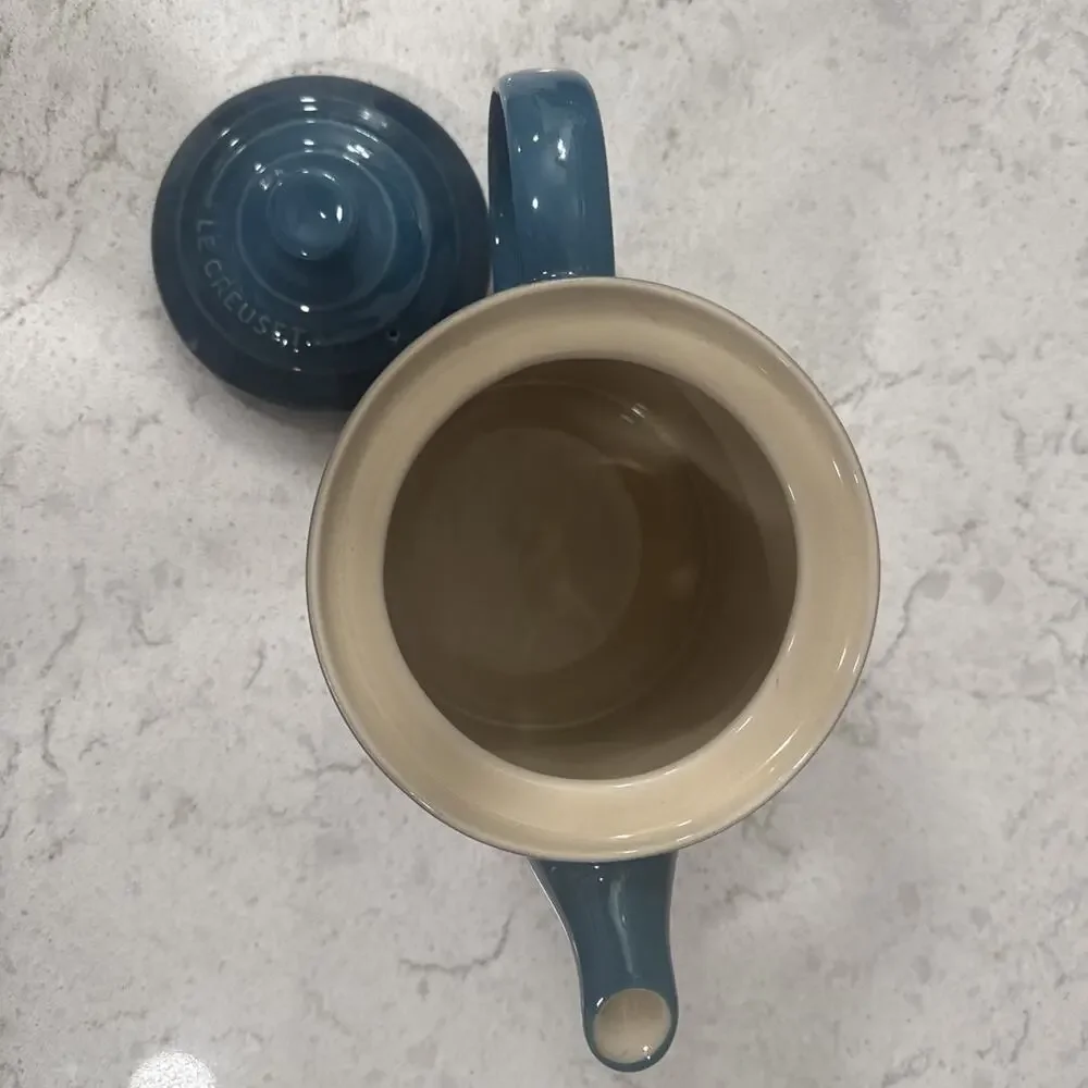 Le Creuset DEEP TEAL Blue Medium Grand Teapot 1.3L 1.4QT Stoneware Glazed NEW